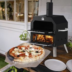 Black Bottom With Folding Table Legs Pizza Oven Square With Chimney Iron Carbon Oven