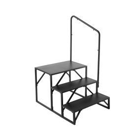 VEVOR RV Steps, 3-Step RV Stairs, 440 LBS Load Capacity, Thickened Carbon Steel, With Handrail, Non-Slip Steps for Safe Entry and Exit, Suit for