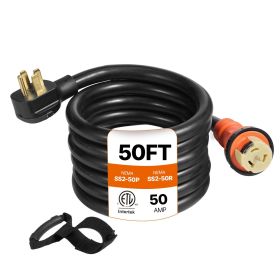 VEVOR Heavy Duty Generator Cord, 50 Feet Generator Power Cord, 50AMP ETL Listed Cord, 12000 Watts Black Cable, SS2-50R Generator Plug