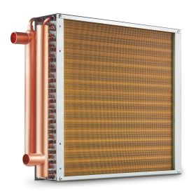 VEVOR Heat Exchanger Water to Air, 16"x 16" with 3-Row 3/8" Copper Ports, 193 Aluminum Fins Heat Exchanger for Outdoor Wood Furnaces