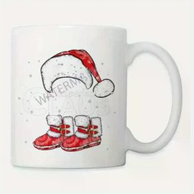 Festive Family Matching Ceramic Coffee Mug - 11oz Holiday-Themed Design with Santa Hat & Snow Boots, Perfect for
