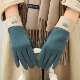 Winter Fleece Cold And Windproof Warm De Velvet Finger-pointing Gloves (Color: lake blue)
