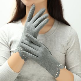 Women's Winter Thin Winter Cold And Windproof Thermal Gloves (Color: Grey)