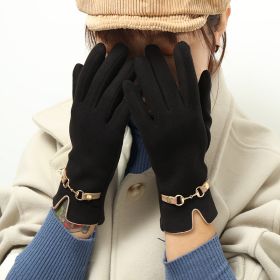 Womens Winter Warm Gloves With Sensitive Touch Screen Texting Fingers; Fleece Lined Windproof Gloves (Color: Black)