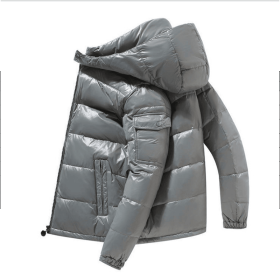 2022 Winter Men Puffer Jackets Bubble Padded Clothes Shiny Detachable Hat Warm Black Waterproof No Wash Jackets Man Down Coats (Color: C, size: XXXL)