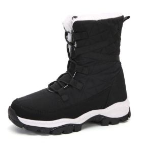 Fleece Snow Boots (Color: Black, size: 9.5)