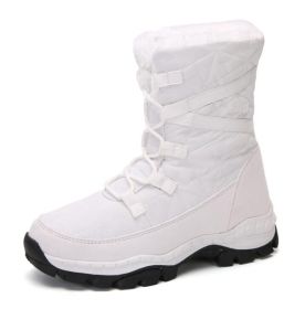 Fleece Snow Boots (Color: White, size: 5)