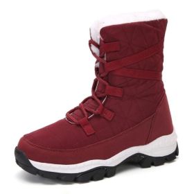 Fleece Snow Boots (Color: Red, size: 5)