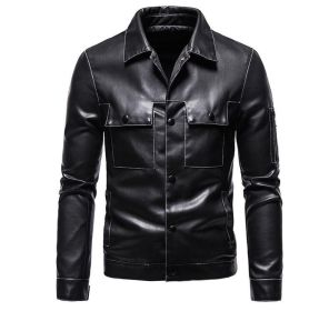 Men's Leather Jacket Lightweight Outwear (Color: colorful, size: S)