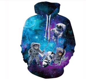 Men 3D Print Pullover Hooded Sweatshirt Hoodies (Color: Blue, size: XL)
