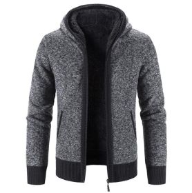 Men's Full Zip Knit Cardigan Sweaters with Pockets (Color: Dark Gray, size: M)