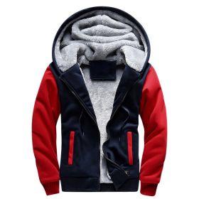 Mens Hoodies Fleece Hooded Sweatershirt Winter Warm Thick Coat Jackets (Color: NAVY, size: L)