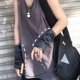 Womens Sexy Elbow Length Punk Fingerless Arm Warmer Goth Black Misa Amane Cosplay Accessories Fishnet Mesh Party LACE Gloves (Color: black--3)