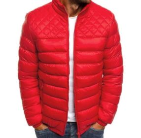 Men's Cotton Jacket Coat Slim Fit Lightweight (Color: Red, size: 2XL)