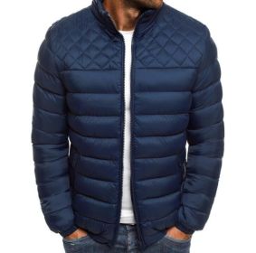 Men's Cotton Jacket Coat Slim Fit Lightweight (Color: NAVY, size: 2XL)