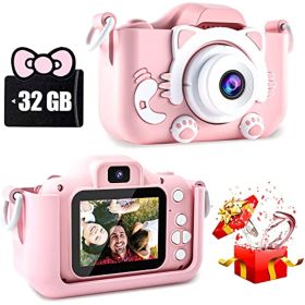 Kids Selfie Camera;  Kids Camera Toys For 3-12 Year Old Boys/Girls; Kids Digital Camera With Video; Christmas Birthday Festival Gifts For Kids ; (Color: Pink-cat)