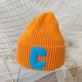Simple Multi Color Big C Letter Winter Hat Women Winter Unisex Beanie Cap Outdoor Thick Warm Hip hop Sport Ski Knitted Hats (Color: 2, size: Adult)