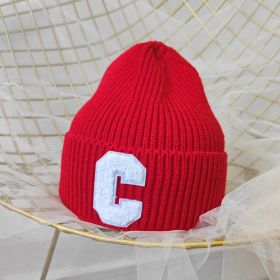 Simple Multi Color Big C Letter Winter Hat Women Winter Unisex Beanie Cap Outdoor Thick Warm Hip hop Sport Ski Knitted Hats (Color: 3, size: Adult)