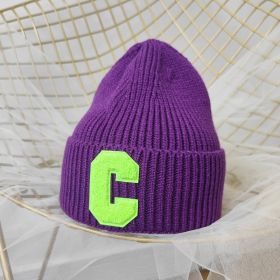 Simple Multi Color Big C Letter Winter Hat Women Winter Unisex Beanie Cap Outdoor Thick Warm Hip hop Sport Ski Knitted Hats (Color: 017, size: Adult)