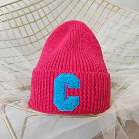 Simple Multi Color Big C Letter Winter Hat Women Winter Unisex Beanie Cap Outdoor Thick Warm Hip hop Sport Ski Knitted Hats (Color: 5, size: Adult)