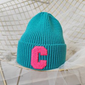 Simple Multi Color Big C Letter Winter Hat Women Winter Unisex Beanie Cap Outdoor Thick Warm Hip hop Sport Ski Knitted Hats (Color: 007, size: Adult)