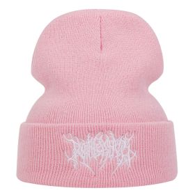 New personality Embroidery Beanies Hat Men Woman Fashion winter Warm hat Knitted Soft Caps Bone Ski Skullies wool hats gorras (Color: Pink)
