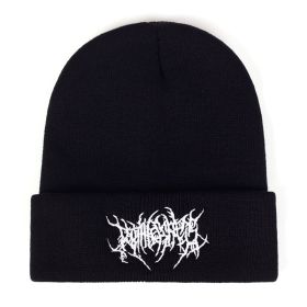 New personality Embroidery Beanies Hat Men Woman Fashion winter Warm hat Knitted Soft Caps Bone Ski Skullies wool hats gorras (Color: Black)