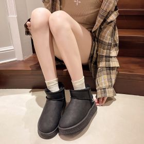 Winter women's new casual warm cotton shoes fashion comfortable warm snow boots women's shoes (Color: Black, size: 35)