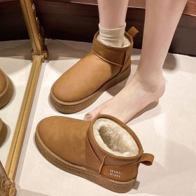Winter women's new casual warm cotton shoes fashion comfortable warm snow boots women's shoes (Color: Yellow, size: 38)
