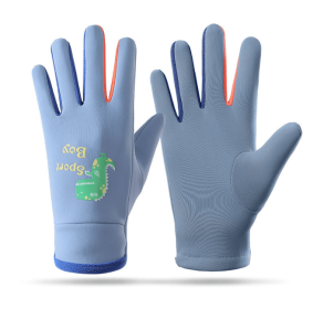 Children's Gloves Cartoon Fluorescence Outdoor Cycling Dinosaur Warm Ski Gloves (Color: Blue, size: big kids)