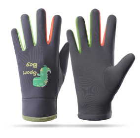 Children's Gloves Cartoon Fluorescence Outdoor Cycling Dinosaur Warm Ski Gloves (Color: Grey, size: child)