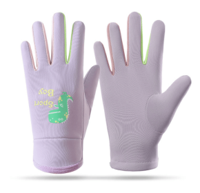 Children's Gloves Cartoon Fluorescence Outdoor Cycling Dinosaur Warm Ski Gloves (Color: Purple, size: big kids)