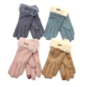 Chic Vibe Suede Smart Touch Gloves (Color: CAMEL BROWN)