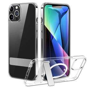 Magnetic Metal Kickstand Clear Case Shockproof Anti Yellowing Phone Cover Compatible with Magsafe Fit for IOS Phone (Fit for IOS Phone: 13Pro)